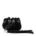 Chanel Fur Satin Drawstring Tassel Sac Cordon Shoulder Bag Black