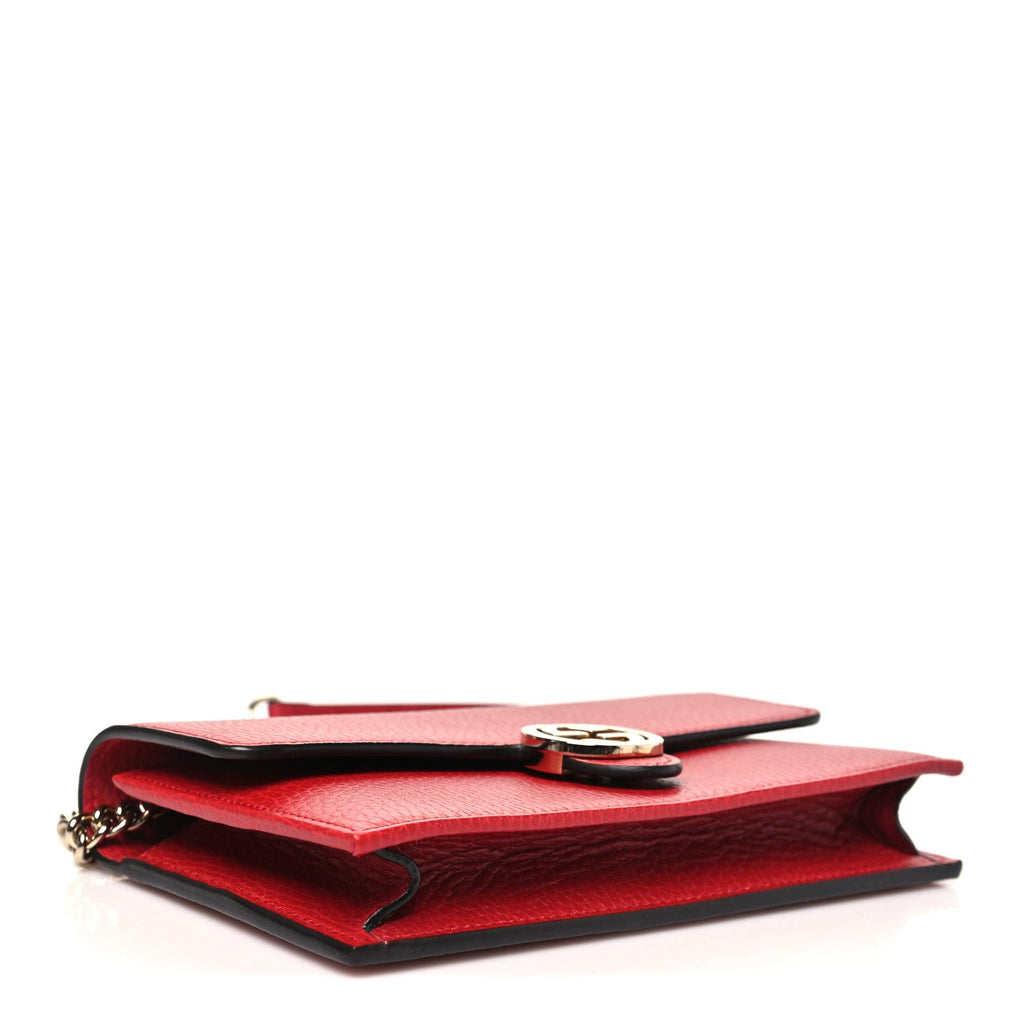 Gucci Dollar Calfskin Interlocking G Chain Wallet Red