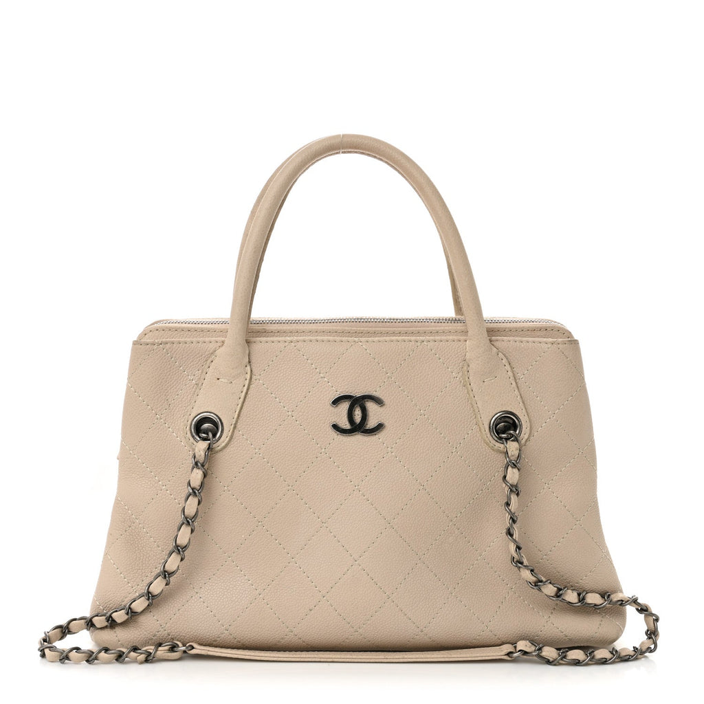 Chanel Grained Vegetal Calfskin Small Urban Shopping Tote Beige
