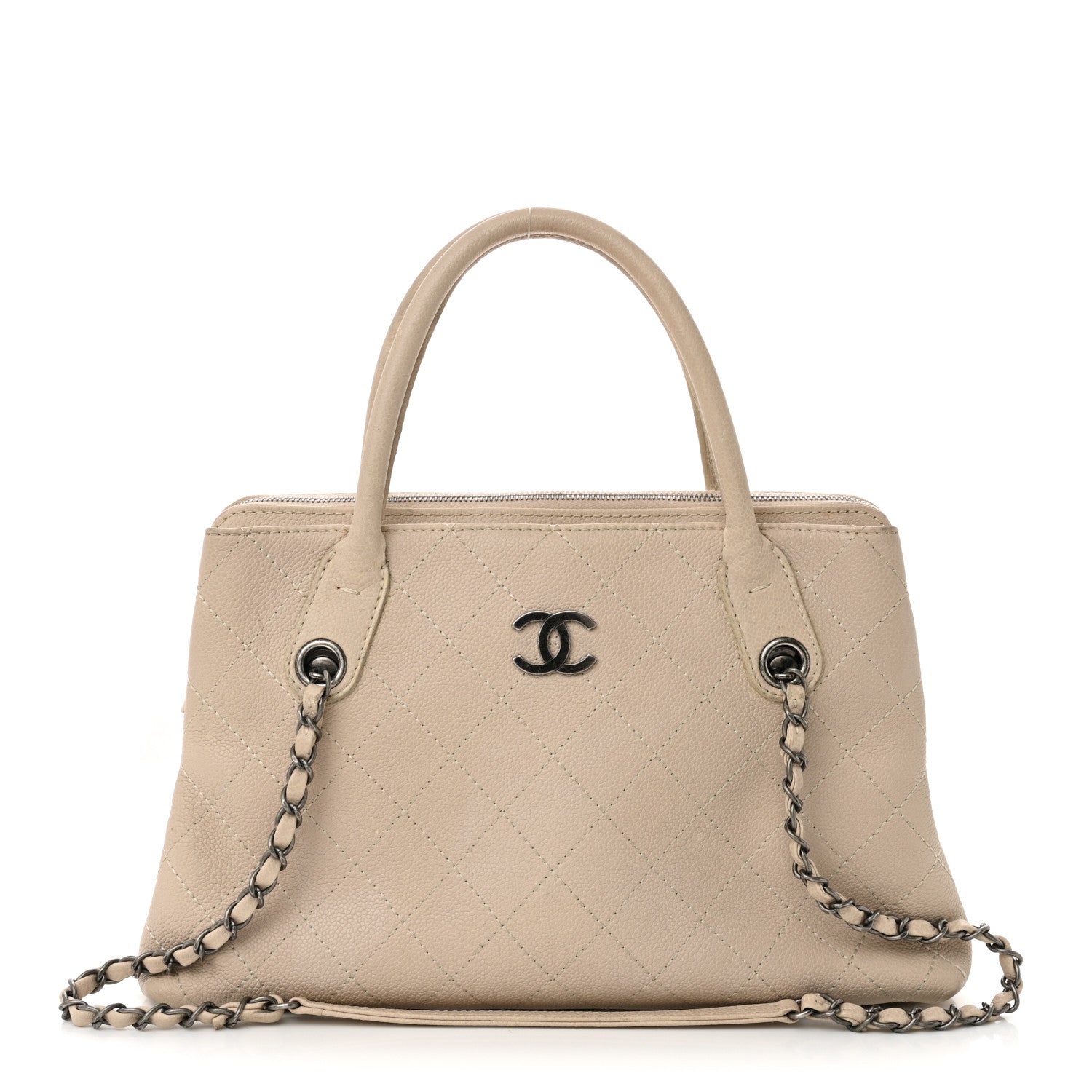 Chanel Grained Vegetal Calfskin Small Urban Shopping Tote Beige