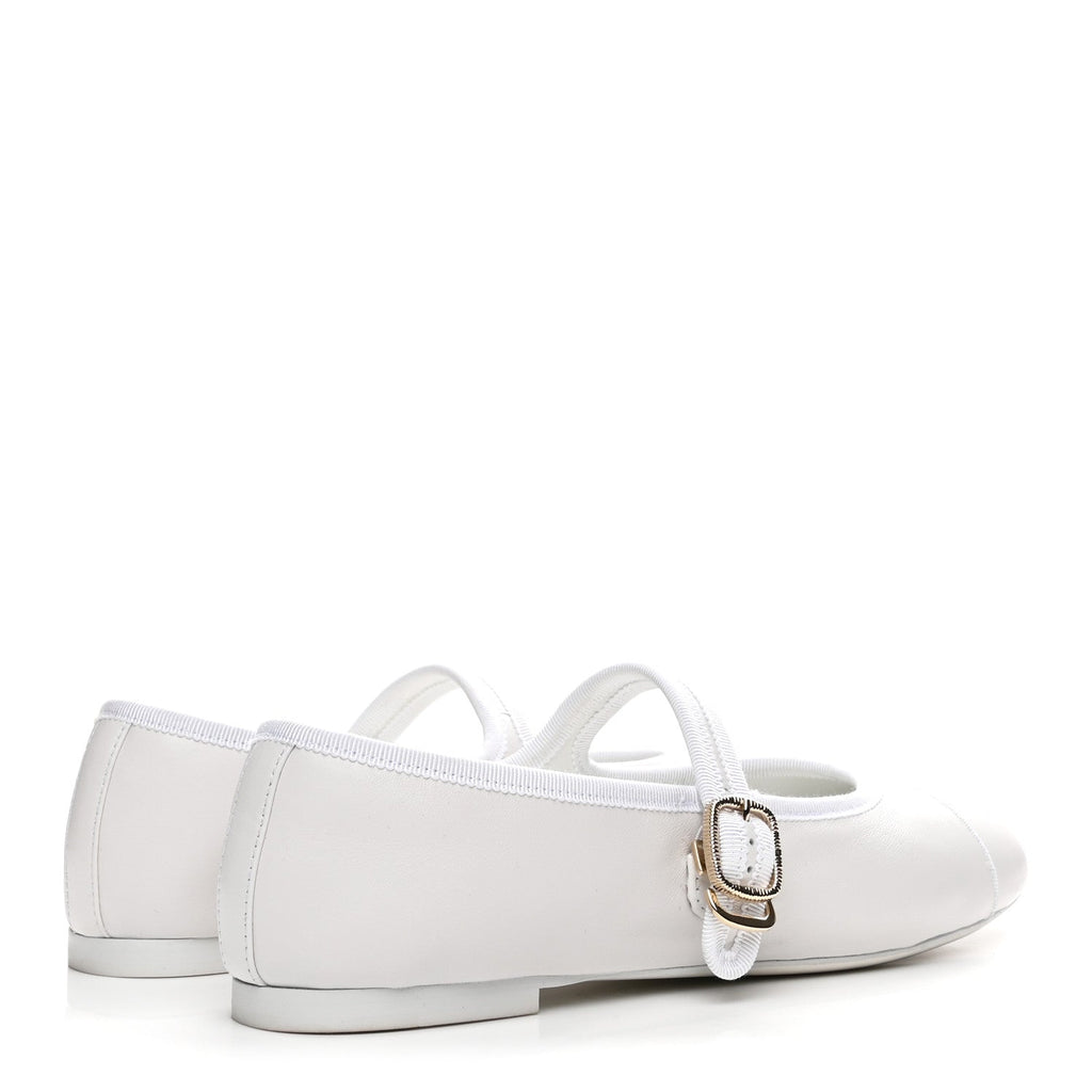 Lambskin Mary Jane Flats 38.5 White