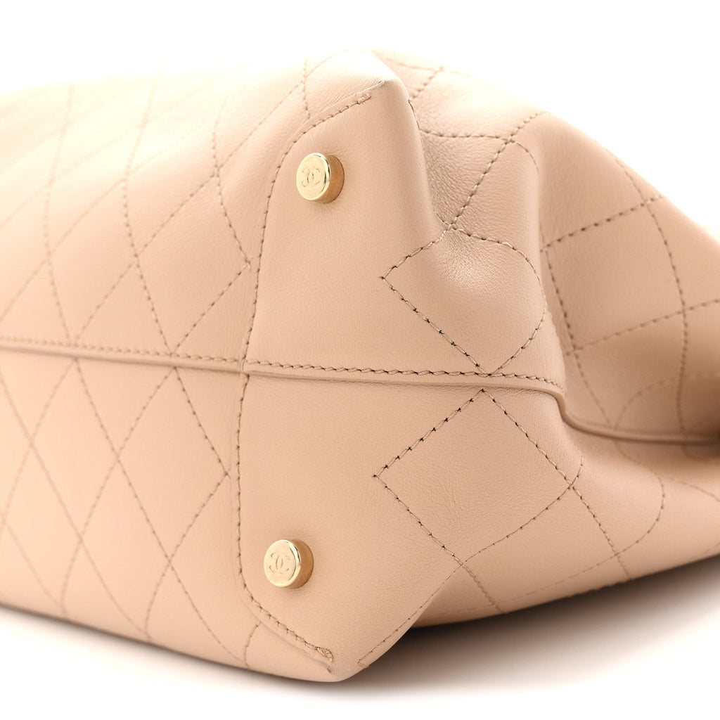 Chanel Calfskin Large Serial Shopper Tote Beige