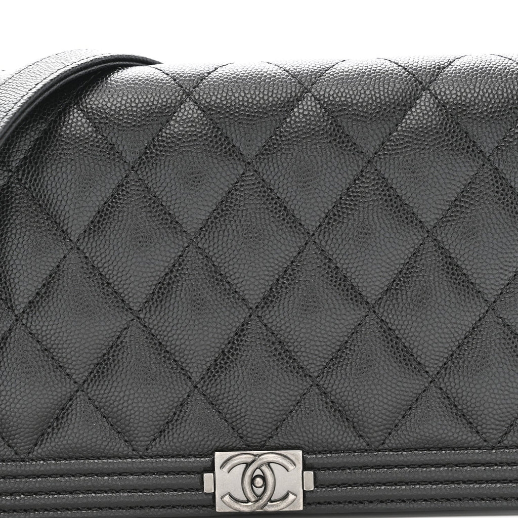 Chanel Caviar Quilted Boy Wallet On Chain WOC Black
