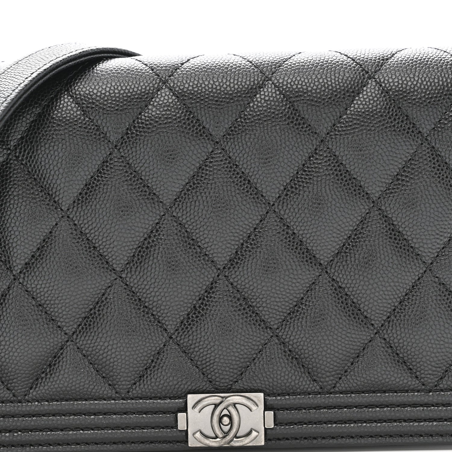 Chanel Caviar Quilted Boy Wallet On Chain WOC Black