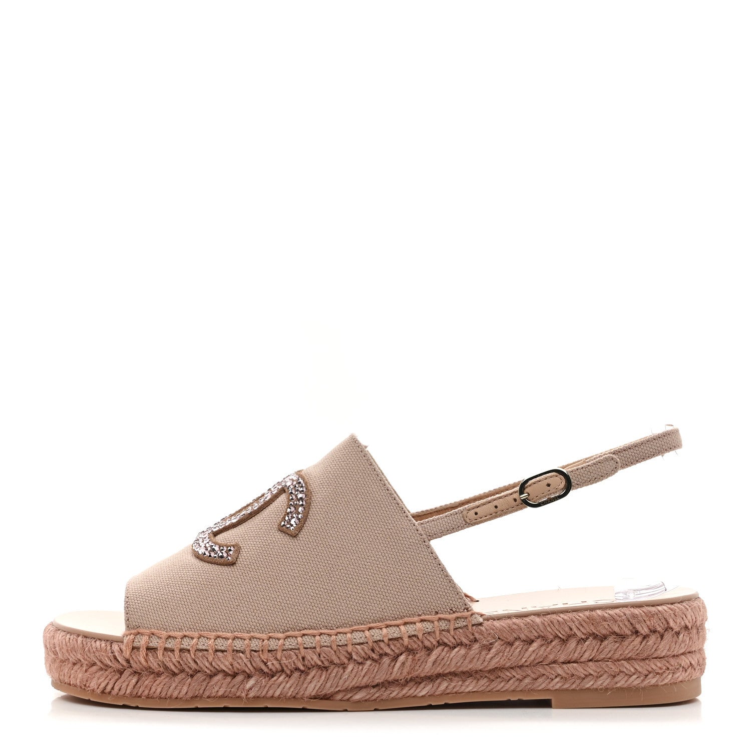 Canvas Strass CC Espadrille Slingback Sandals 38 Pink