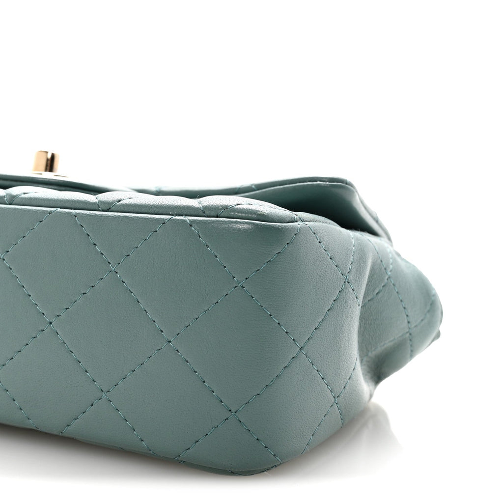 Chanel Lambskin Quilted Mini Rectangular Flap Green