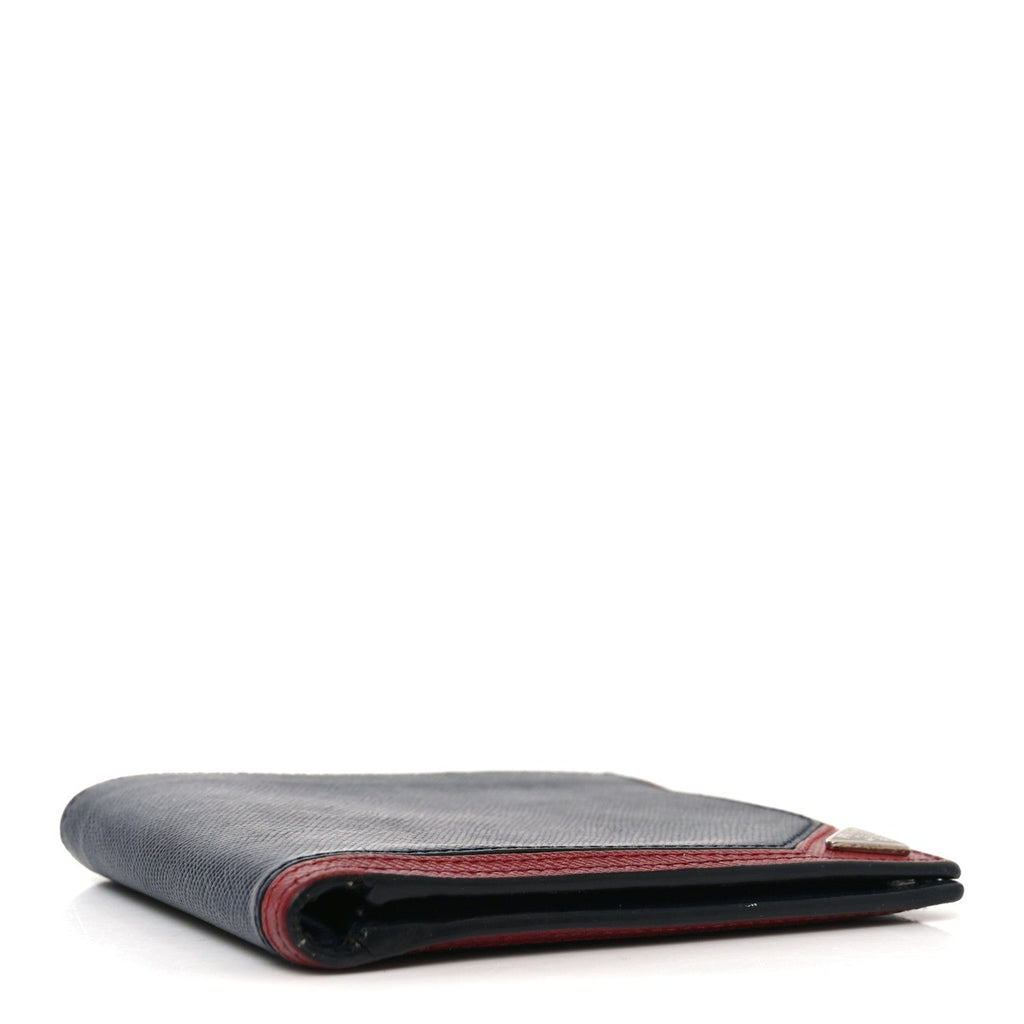Prada Saffiano Bi-Fold Wallet Baltico Fuoco