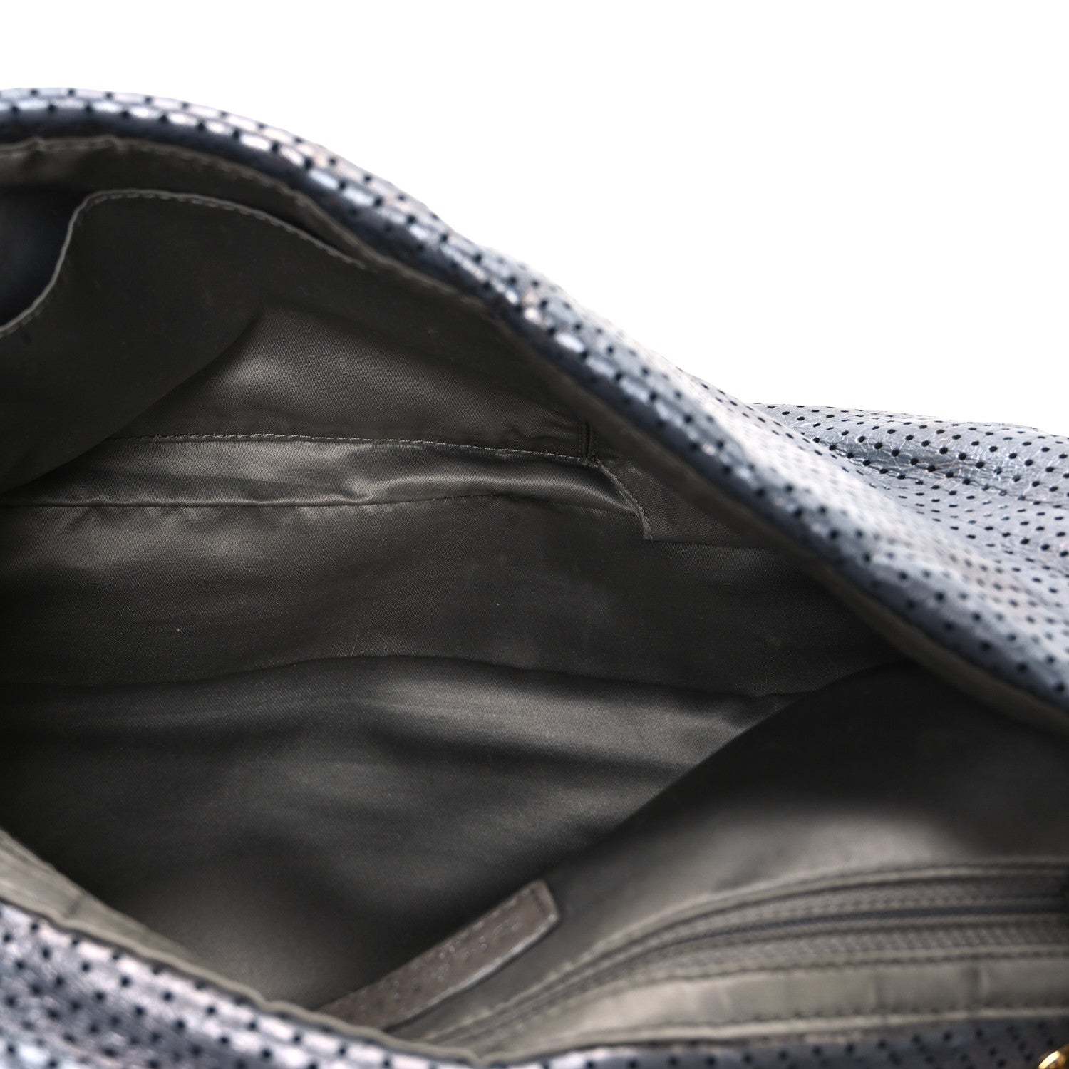 Chanel Metallic Crackled Calfskin Perforated Drill Flap Silver
