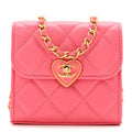 Chanel Lambskin Plexiglass Quilted Coco Love Clutch With Chain Pink