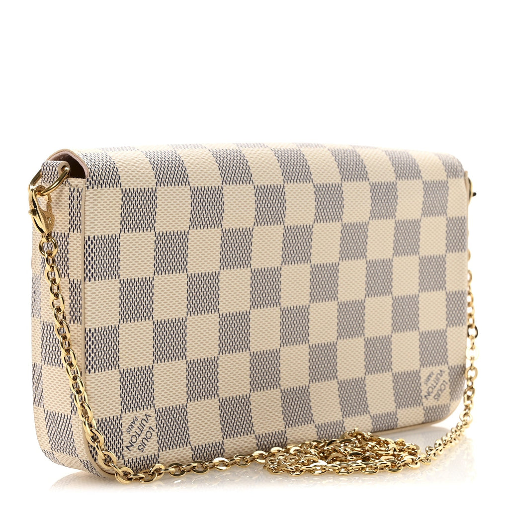 Louis Vuitton Damier Azur Pochette Felicie Chain Wallet Rose Ballerine