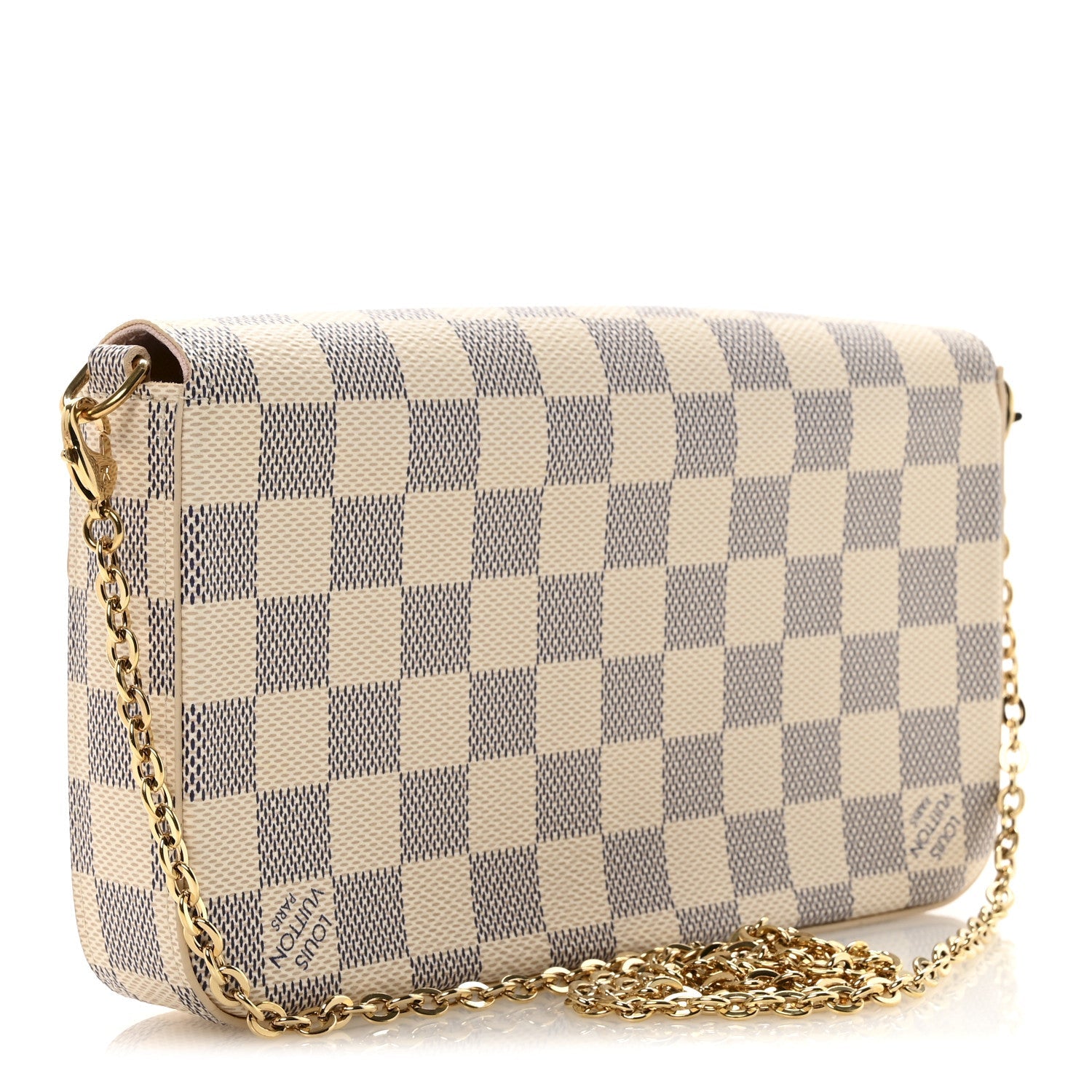 Louis Vuitton Damier Azur Pochette Felicie Chain Wallet Rose Ballerine
