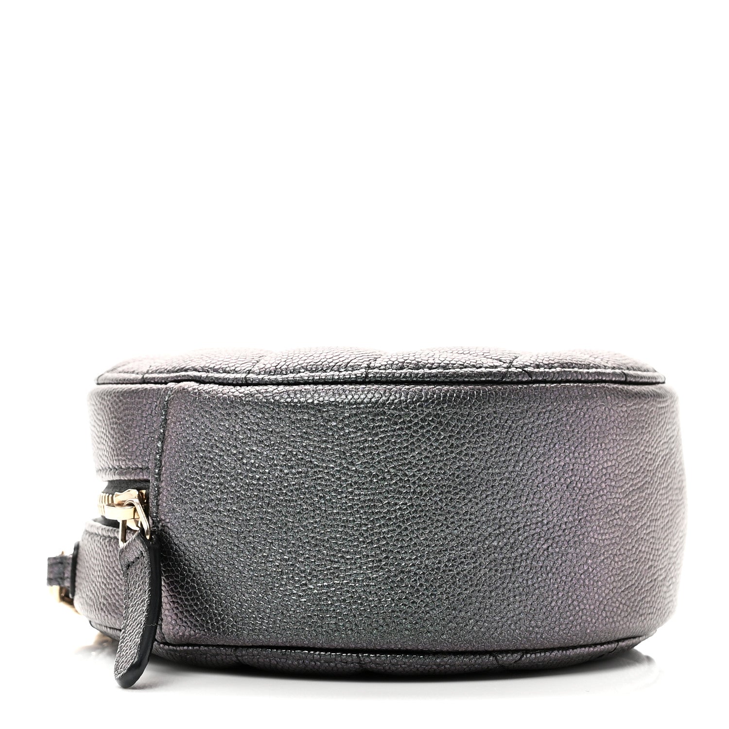 Chanel Iridescent Caviar Quilted Round Clutch With Chain Black
