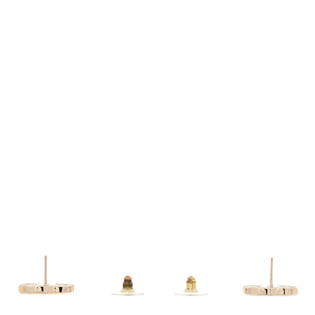 Metal Enamel CC Earrings Black Gold
