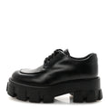 Prada Spazzolato Rois Monolith 55mm Derby Loafers 38 Black