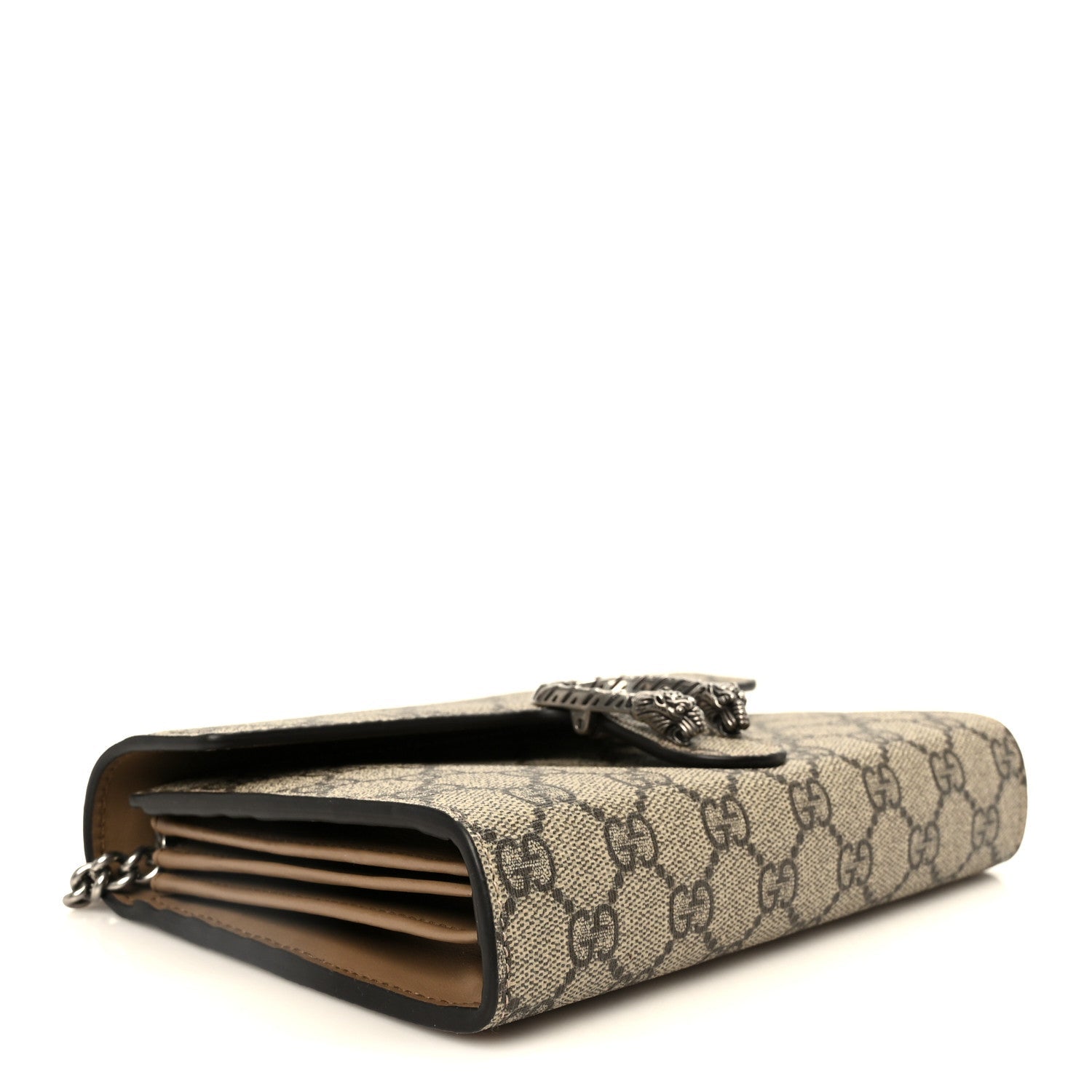 Gucci GG Supreme Monogram Mini Dionysus Chain Wallet Beige Taupe