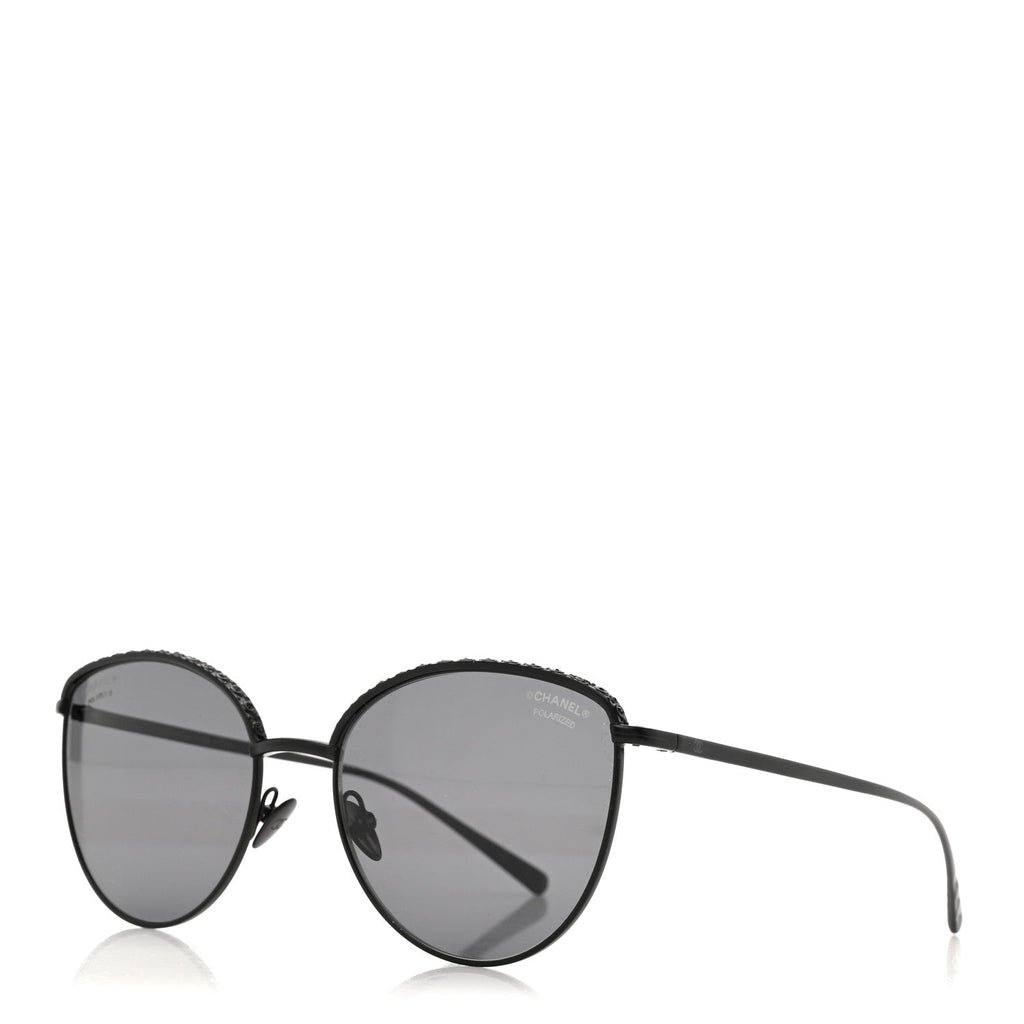 Metal Crystal Polarized Sunglasses 4258-B Black