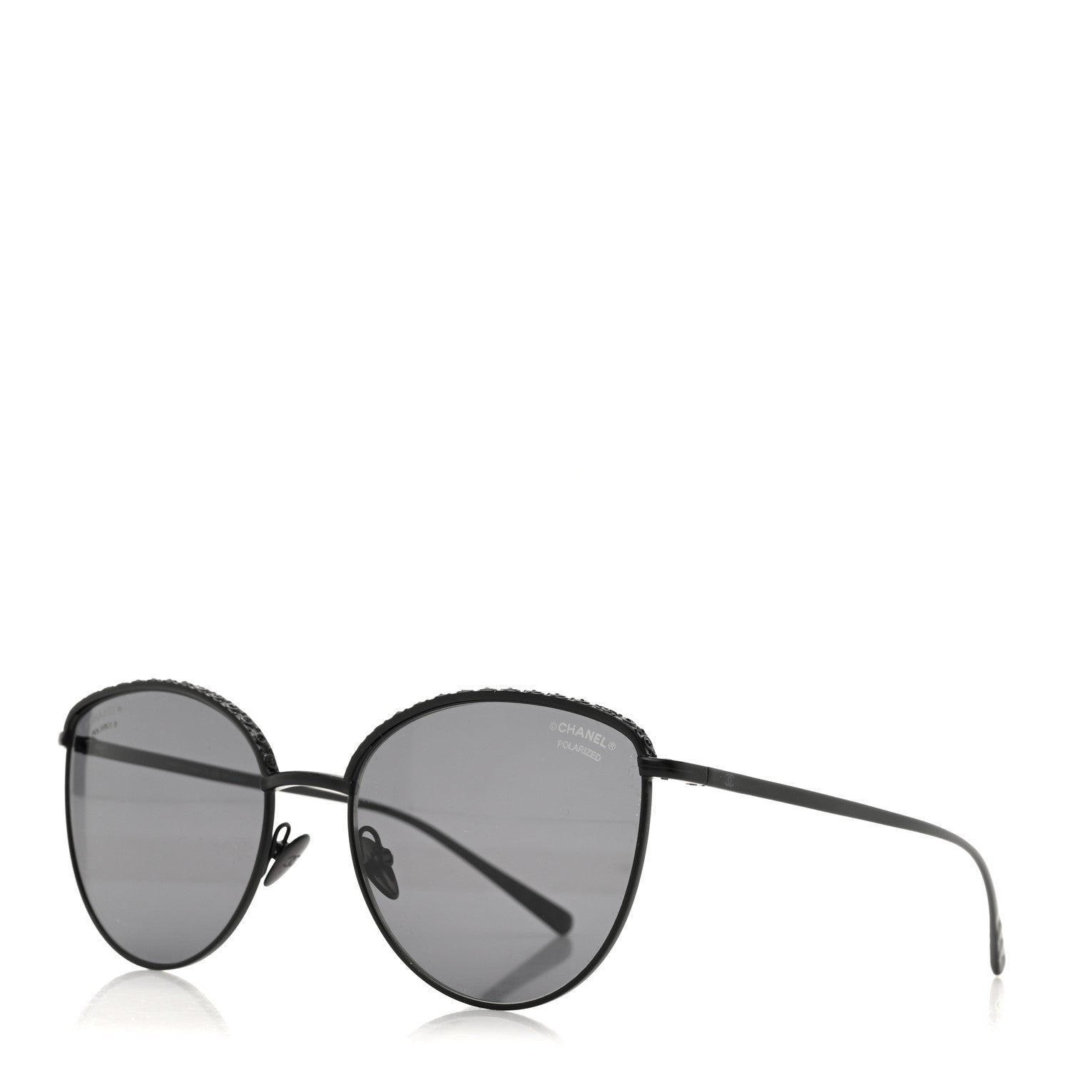 Metal Crystal Polarized Sunglasses 4258-B Black