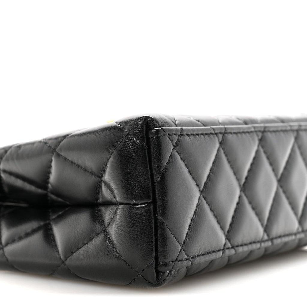 Chanel Shiny Aged Calfskin Quilted Nano Kelly Shopper Black