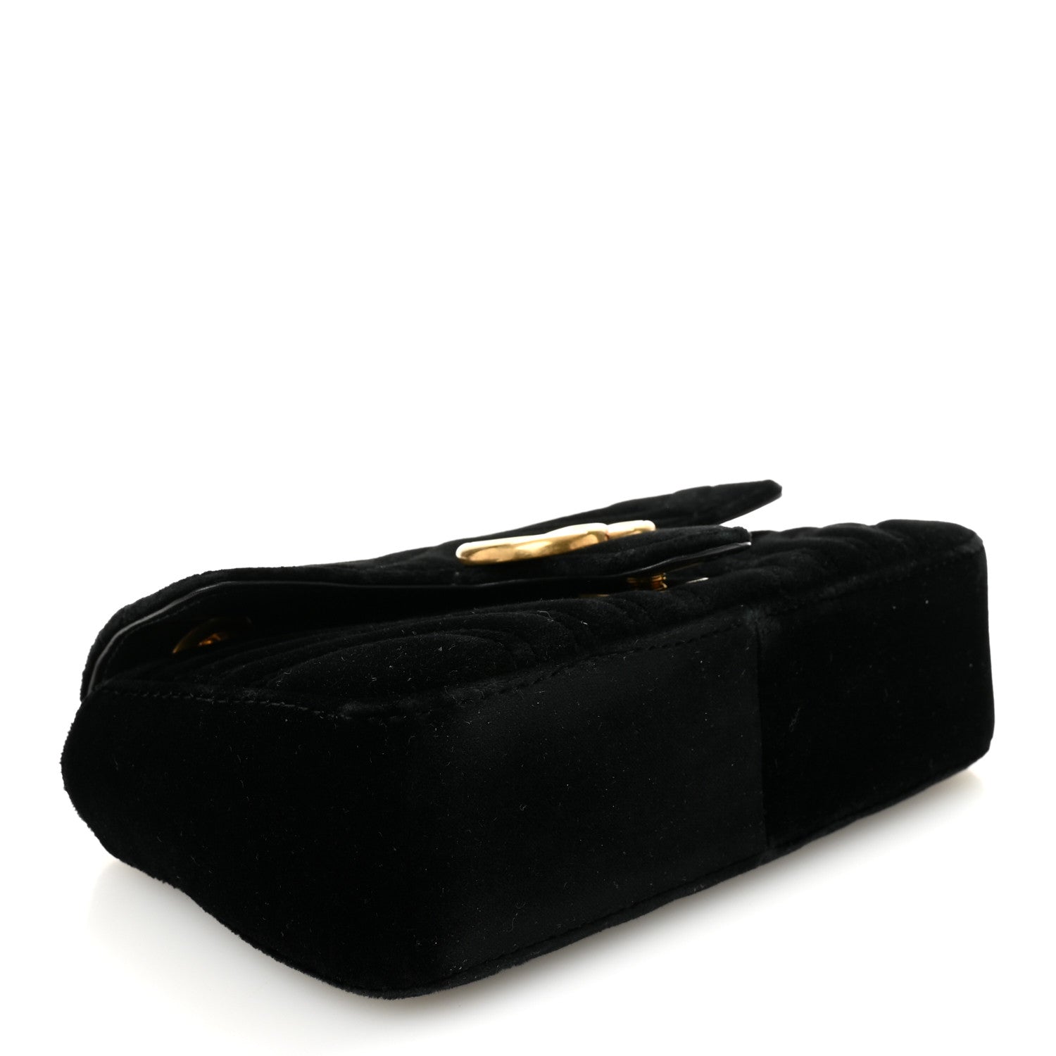 Gucci Velvet Matelasse Mini GG Marmont Shoulder Bag Black