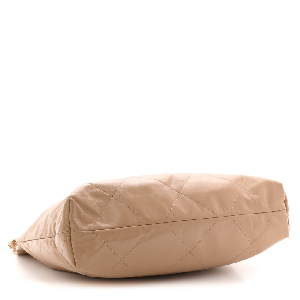 Chanel Shiny Calfskin Quilted Chanel 22 Beige