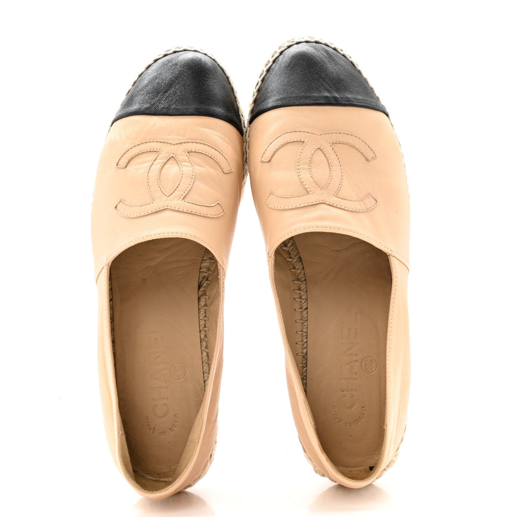 Lambskin CC Espadrilles 39 Beige Black