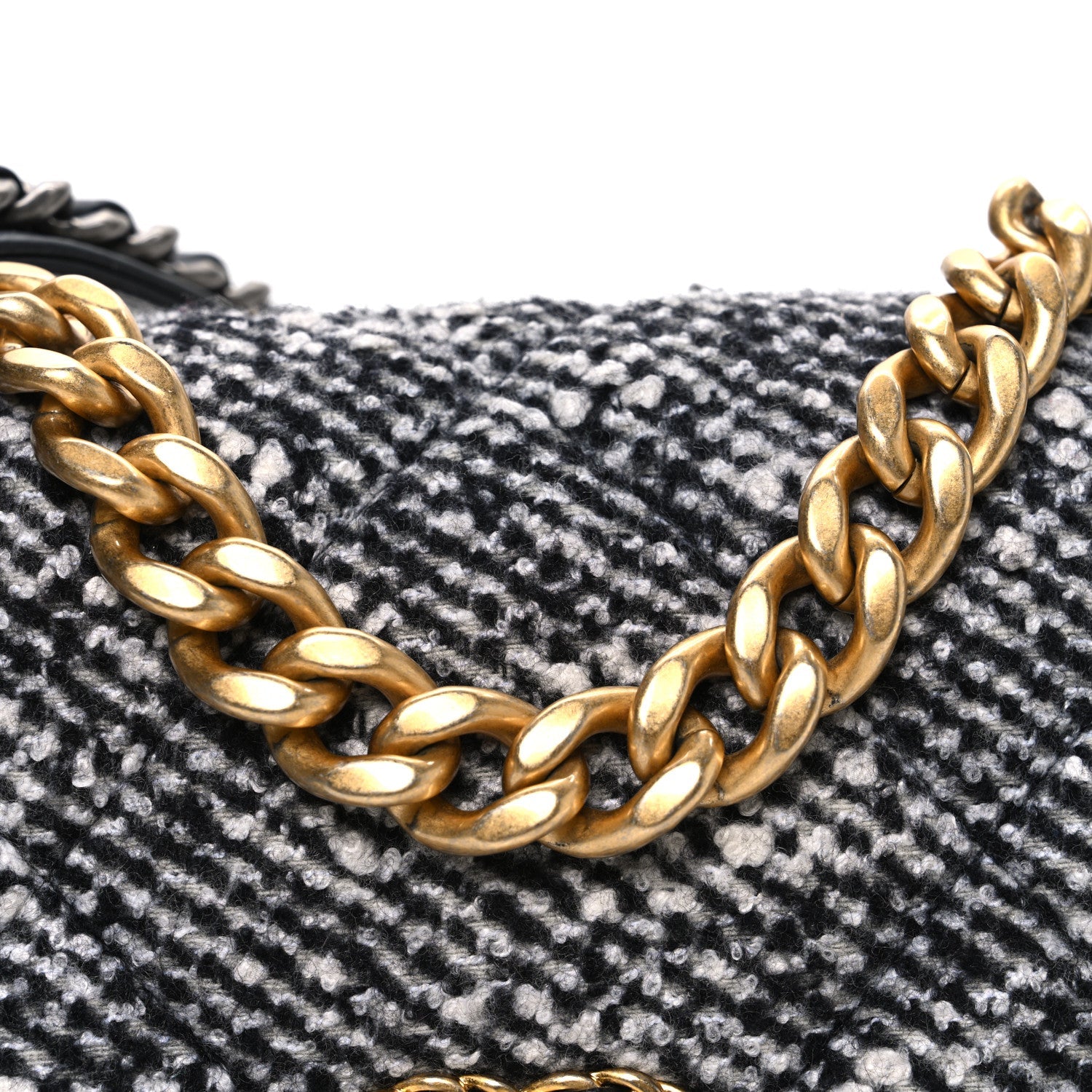 Chanel Tweed Quilted Medium Chanel 19 Flap Grey