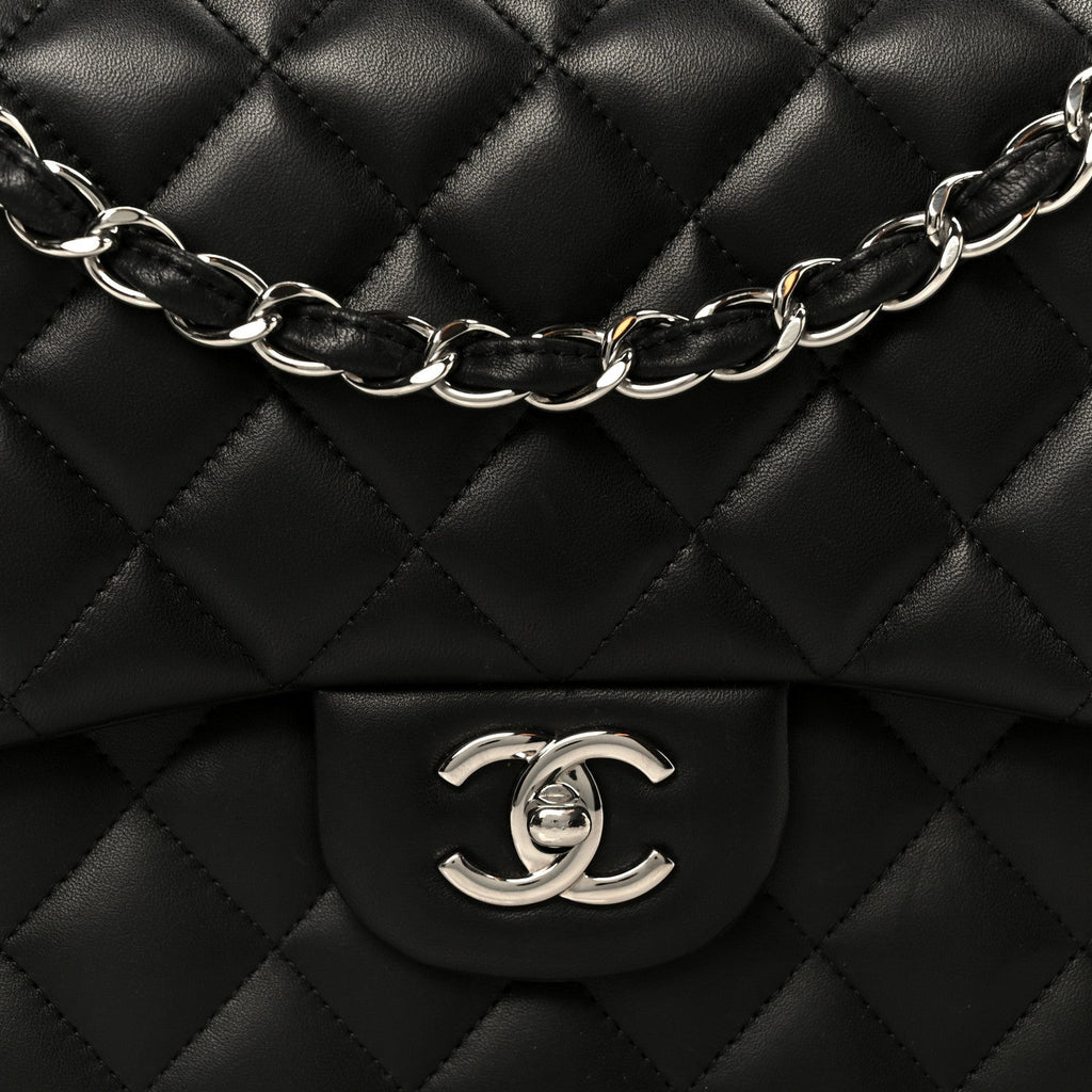 Chanel Lambskin Quilted Jumbo Double Flap Black