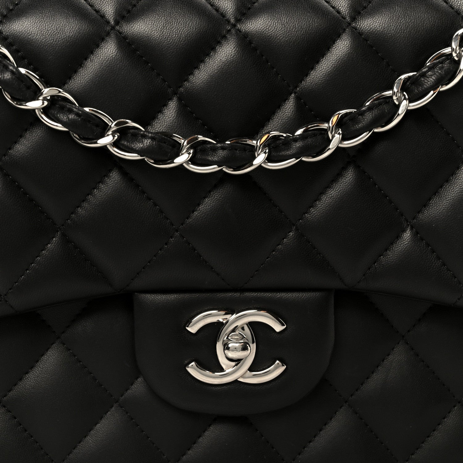 Chanel Lambskin Quilted Jumbo Double Flap Black