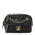 Chanel Sheepskin Quilted Trapezio Camera Case Black