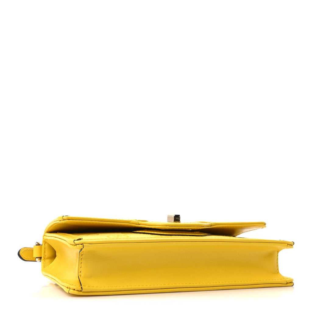 Gucci GG Monogram Scratch Lux Calfskin Mini Luce Shoulder Bag Yellow