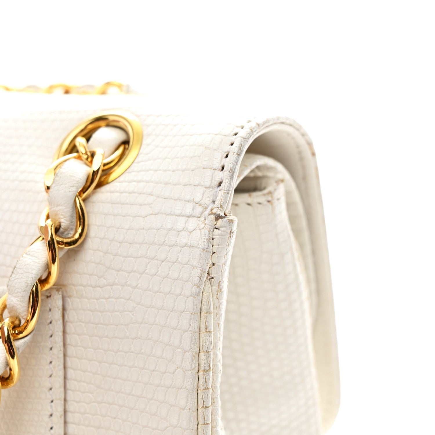Chanel Lizard Small Double Flap White