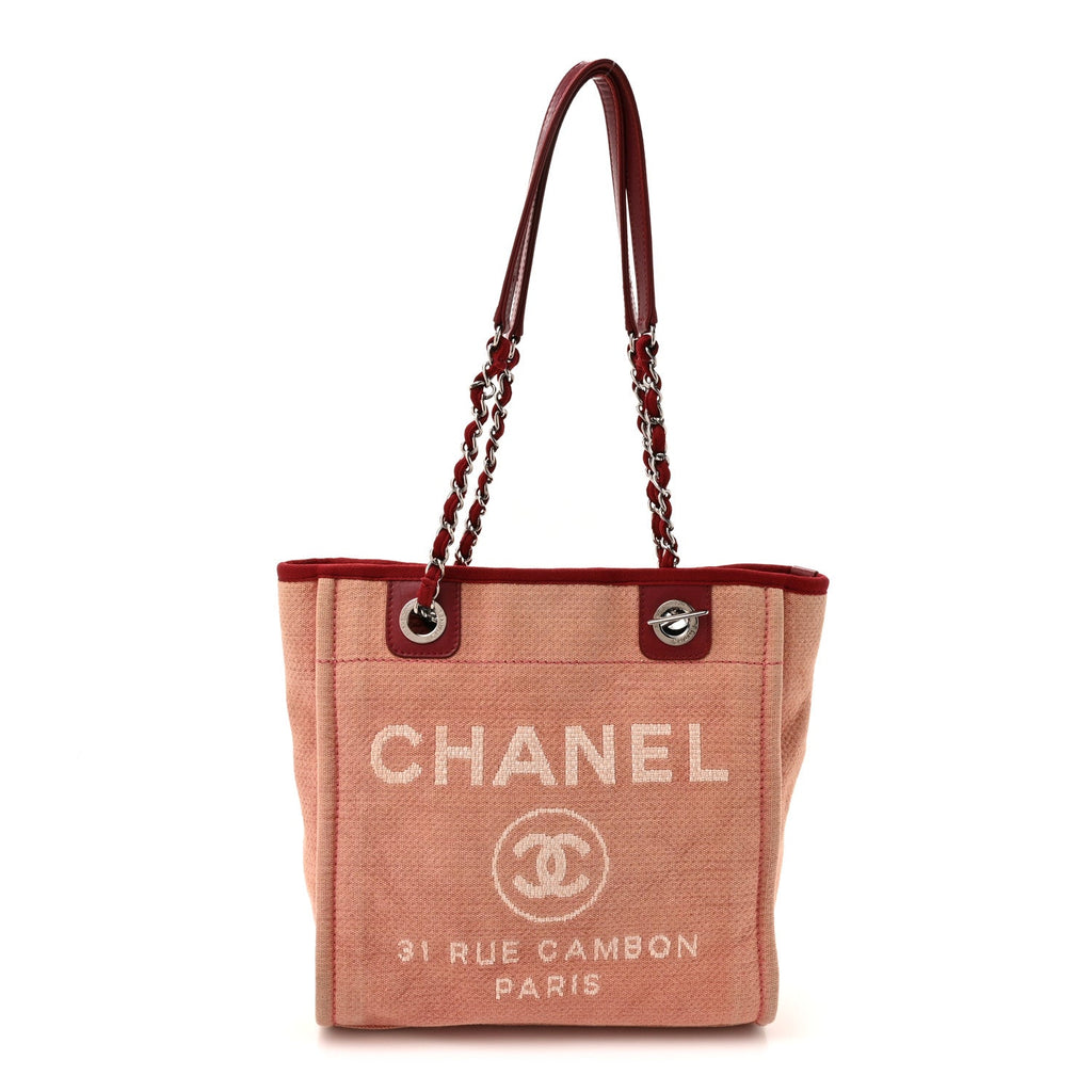 Chanel Canvas Mini Deauville Tote Red