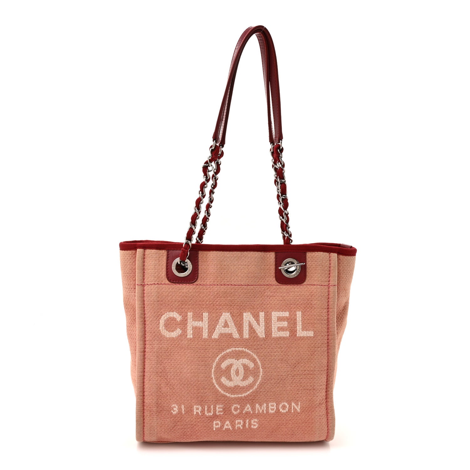 Chanel Canvas Mini Deauville Tote Red
