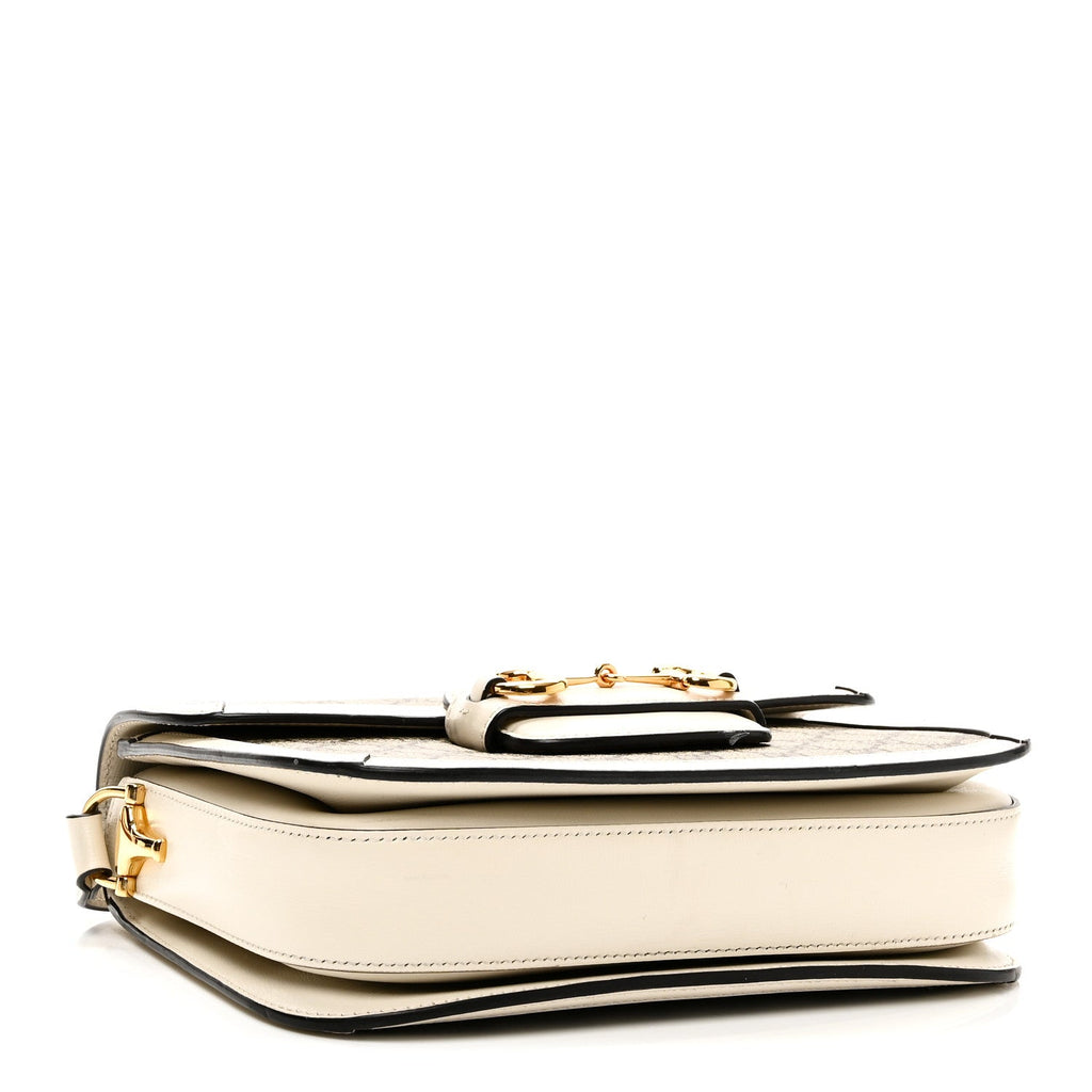 Gucci GG Supreme Monogram Horsebit 1955 Shoulder Bag Beige Mystic White