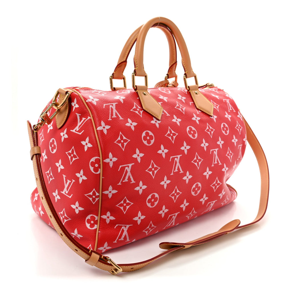 Louis Vuitton Calfskin Monogram Speedy P9 Bandouliere 40 Red