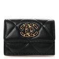Lambskin Quilted Small Chanel 19 Flap Wallet Black