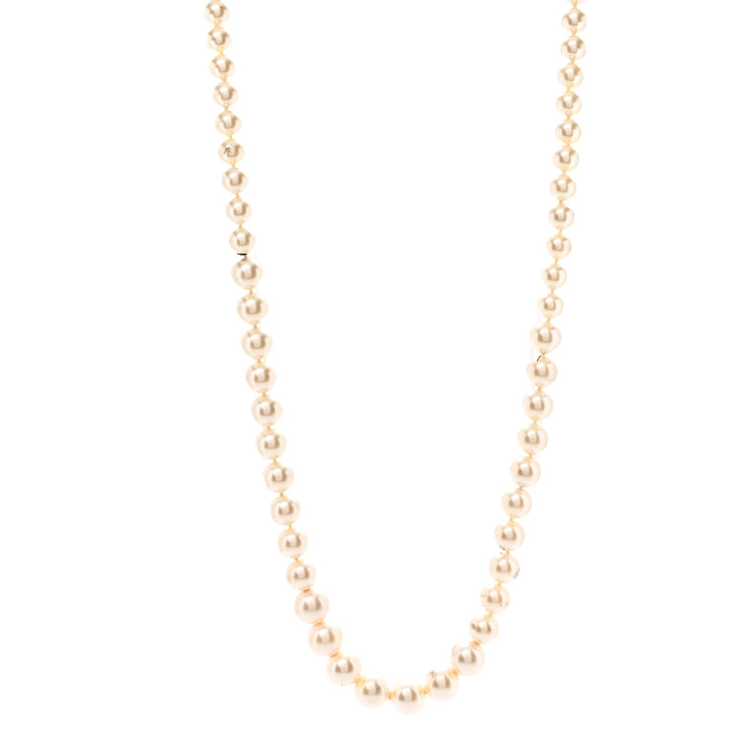 Graduated Pearl CC Long Necklace Gold