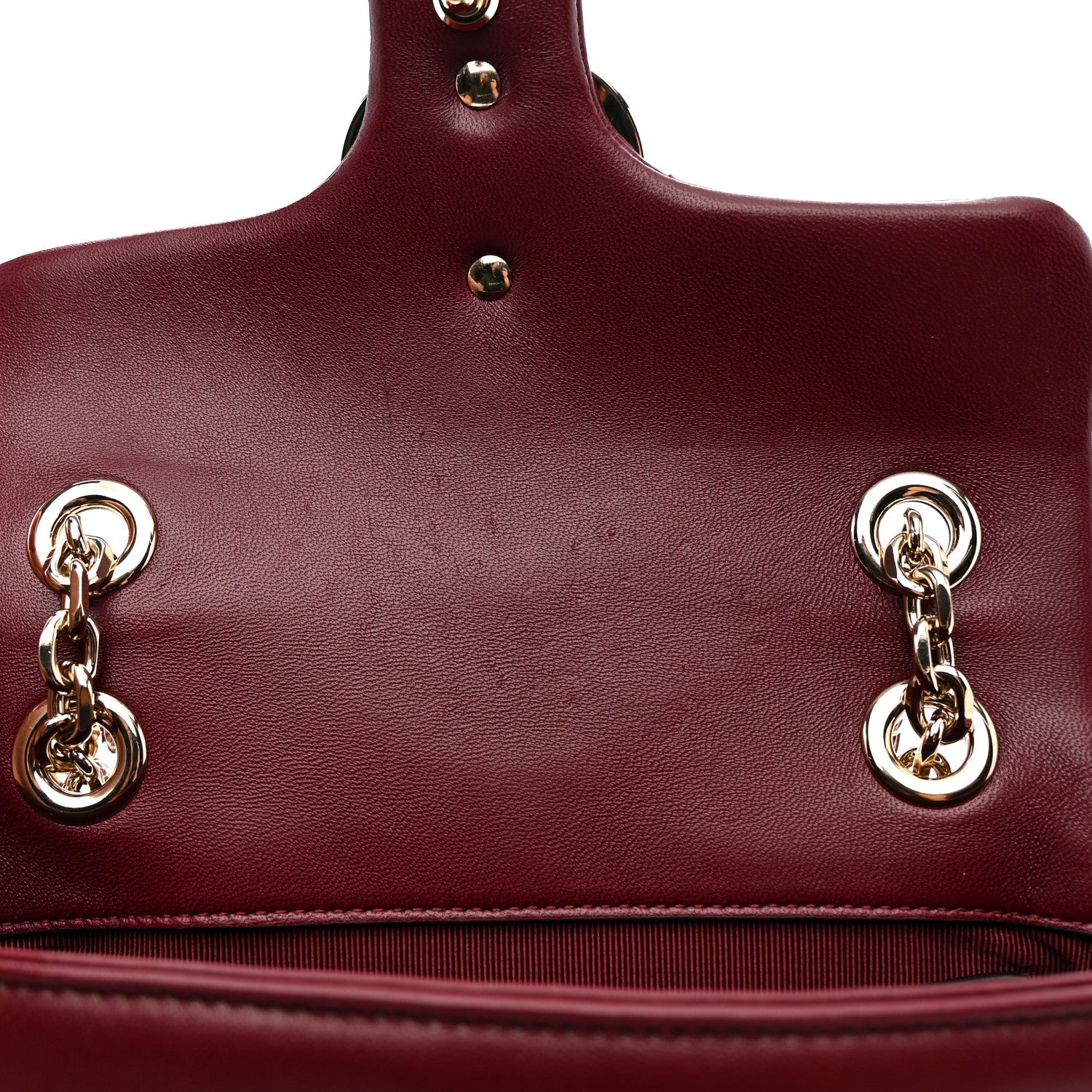 Gucci Lambskin Matelasse Small GG Marmont Shoulder Bag Rosso Ancora