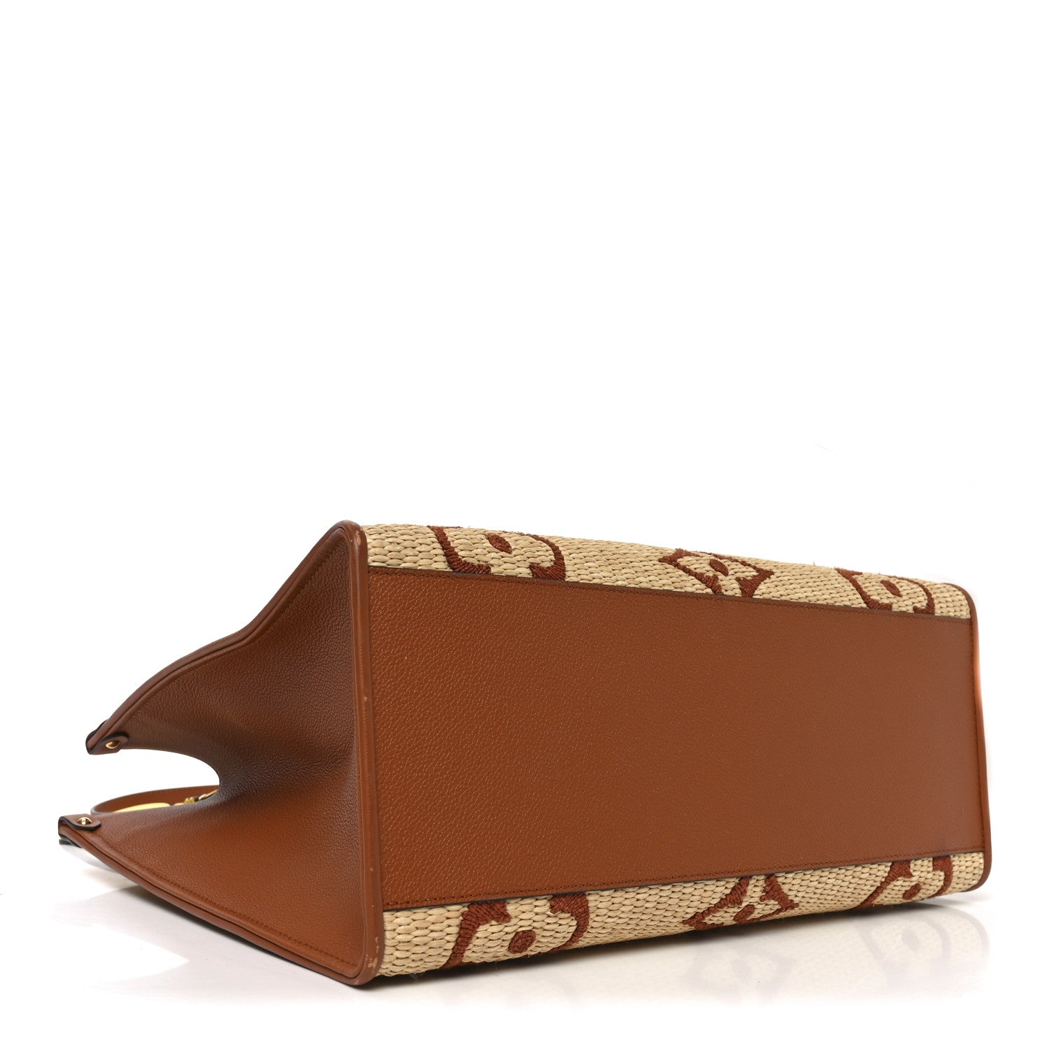 Louis Vuitton Raffia Calfskin Monogram Giant Onthego GM Tan