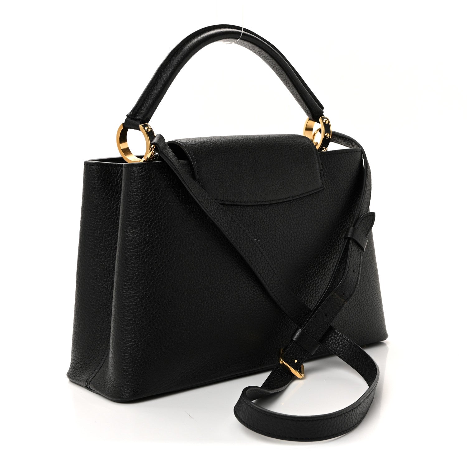 Louis Vuitton Taurillon Snakeskin Iris Blossom Capucines PM Black