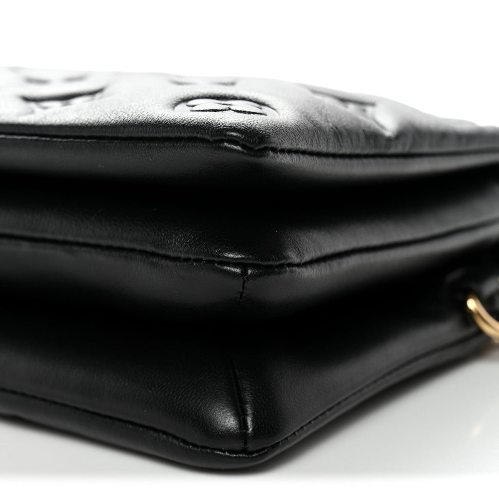 Louis Vuitton Lambskin Embossed Monogram Pochette Coussin Black