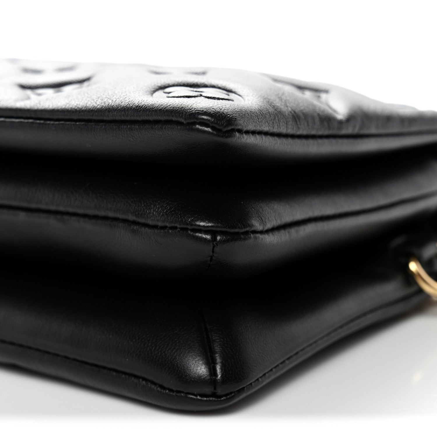 Louis Vuitton Lambskin Embossed Monogram Pochette Coussin Black