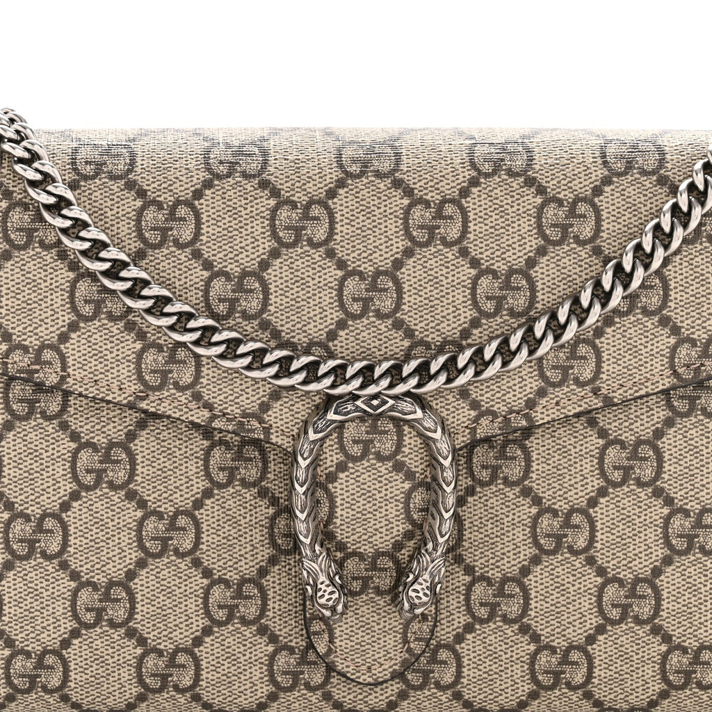 Gucci GG Supreme Monogram Mini Dionysus Chain Wallet Beige Taupe