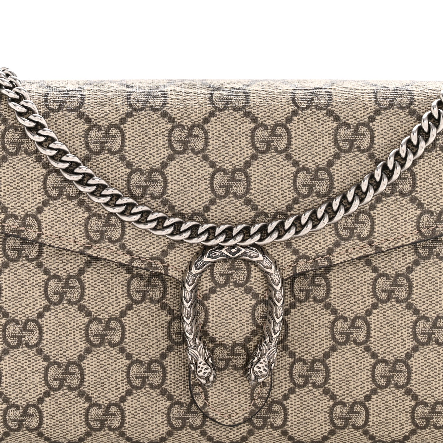Gucci GG Supreme Monogram Mini Dionysus Chain Wallet Beige Taupe