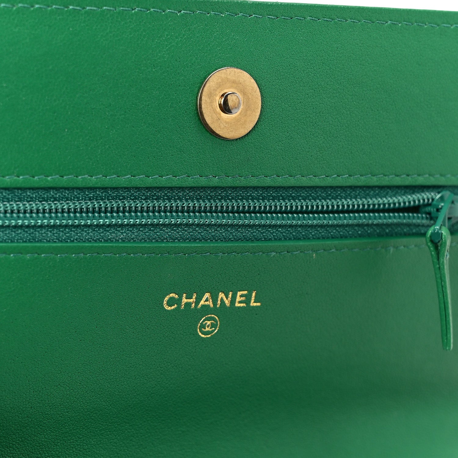Chanel Lambskin Quilted Chanel 19 Wallet On Chain WOC Green