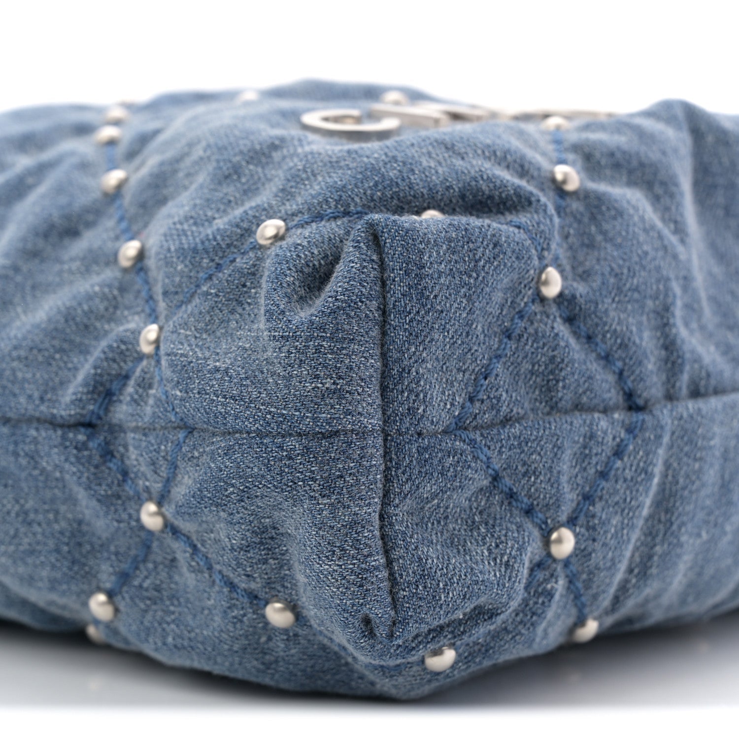Chanel Washed Denim Quilted Studded Mini Chanel 22 Blue