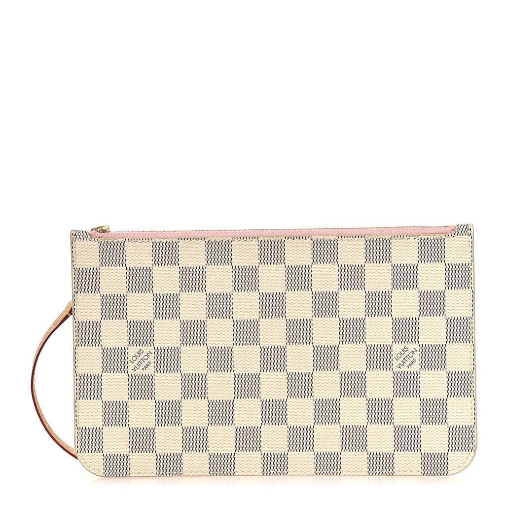 Louis Vuitton Damier Azur Neverfull MM GM Pochette Rose Ballerine