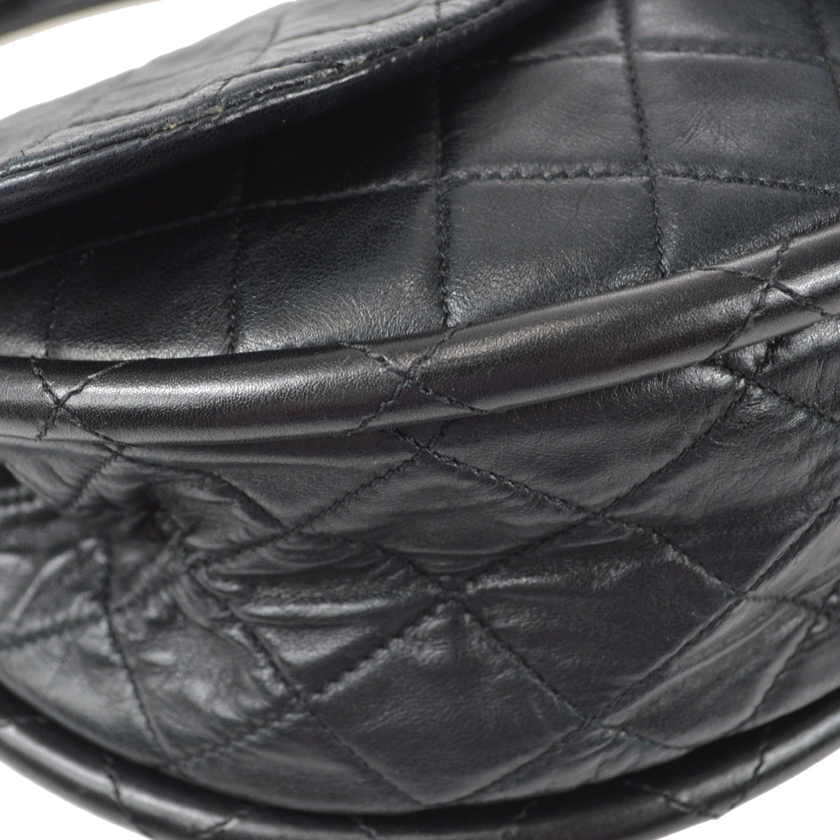 Chanel 2013-2014 Black Lambskin Large Hula Hoop Handbag