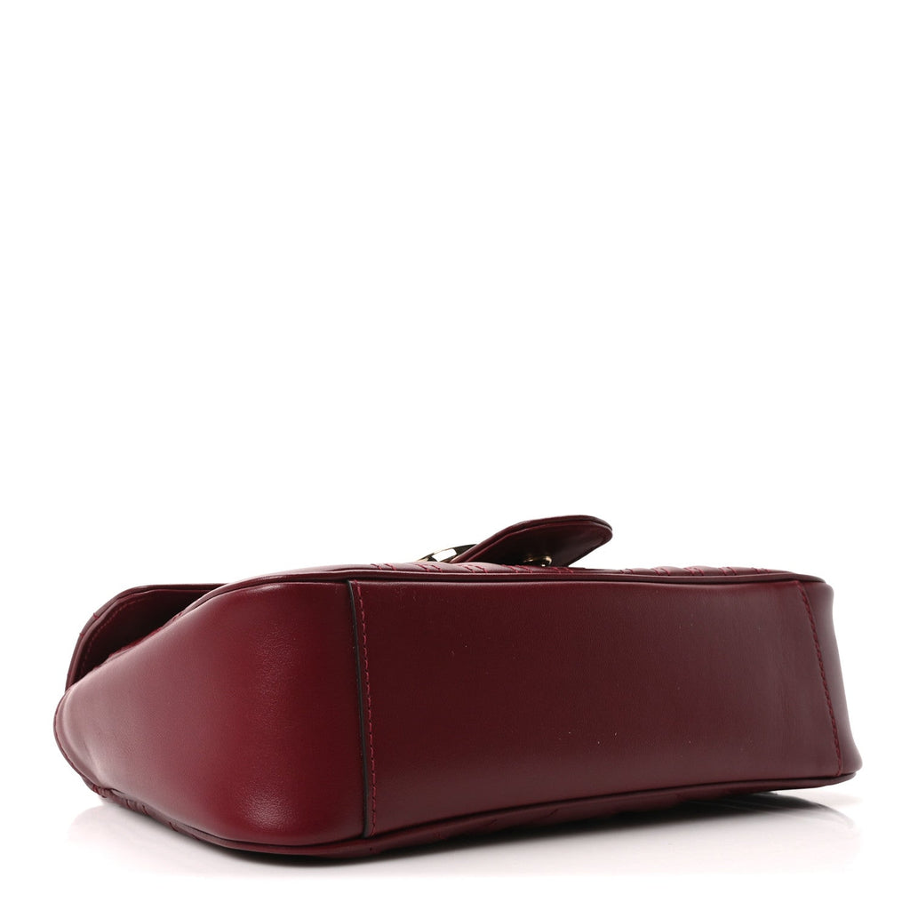 Gucci Calfskin Matelasse Small GG Marmont Shoulder Bag Ancora Red