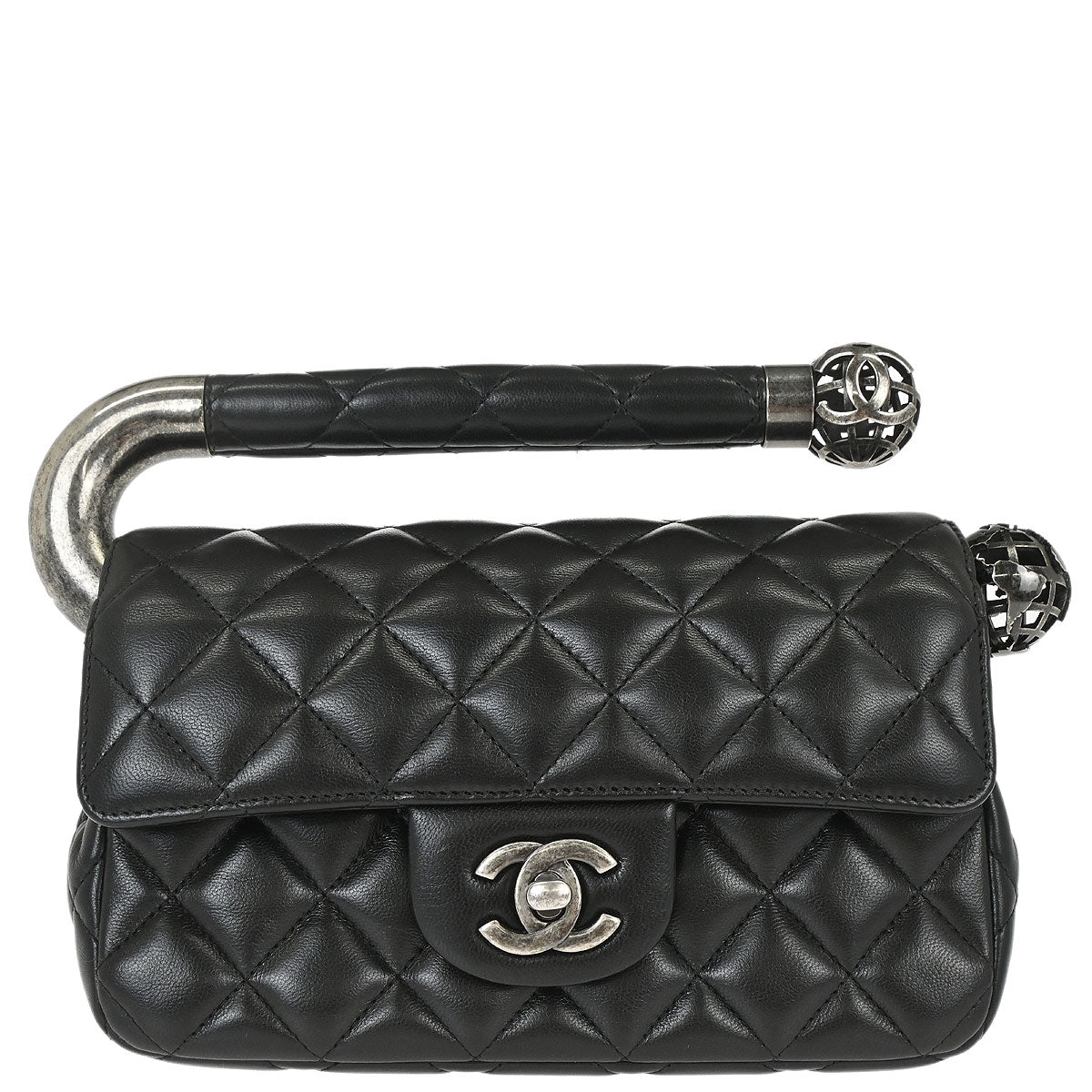 Chanel Black Lambskin Around the World Handbag